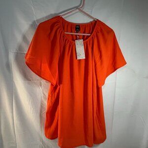 Emery Rose Women's Blouse 4XL Orange Short Sleeve New with Tags